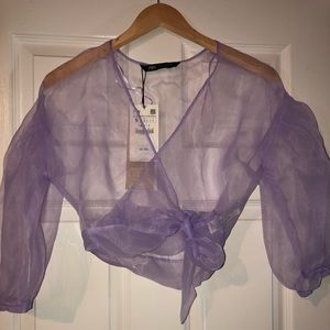 Lavender Organza Crop Top